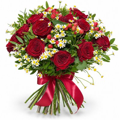 Rosen mit Kamille